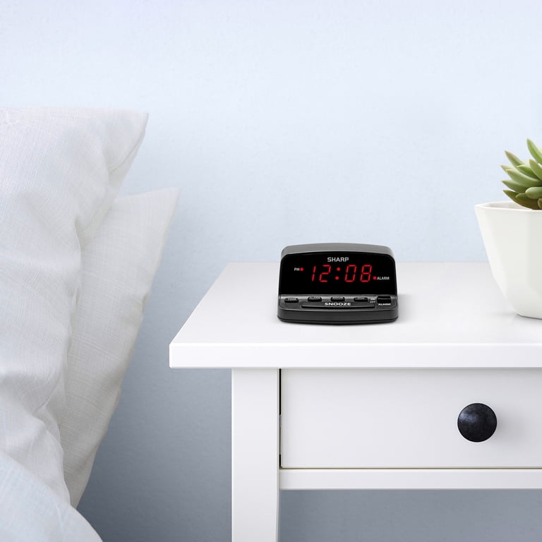 Digital Alarm Clock, Midnight Black, Red LED Display photo 2