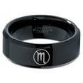 thumbnail image 2 of Tungsten Horoscope Scorpio Band Ring 8mm Men Women Comfort Fit Black Beveled Edge Polished, 2 of 4