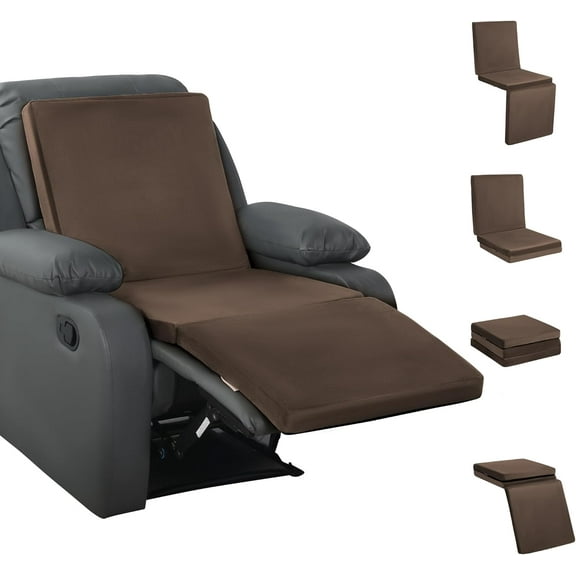 3-in-1 Recliner Seat Cushion with Lumbar Support Pillow & Footrest, Multi-Functional Adjustable Height 2" to 6" for You to Choose, Non-Slip Foam Chair Cushion for Elderly, Brown