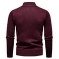 thumbnail image 4 of Mens Sweater Quarter Zip Pullover Casual Knit Cotton Long Sleeve Mock Neck Sweaters Wine XL, 4 of 5