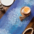 thumbnail image 3 of Boho Flowers Table Runner - 60 Inch Long Blue Floral Bohemian Vintage Country Cotton and Linen Blended Dress Scarves Farmhouse Table Runner for Kitchen Dining, Coffee Table, 13" x 60", 3 of 8