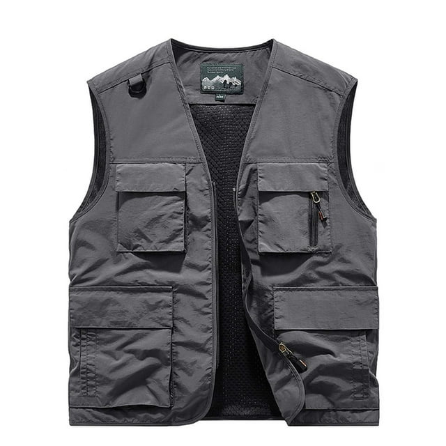 Styesk Jackets for Men Men's Work Clothes Jacket Solid Color Stand Collar Multiple Pockets Outdoor Sports Photography Coat
