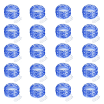 AWLYLNLL 20 Pack Led Fairy Lights Battery Operated String Lights Waterproof Silver Wire 7 Feet 20 Led Firefly Starry Moon Lights for DIY Wedding Party Bedroom Patio Christmas (20 Pack, Blue)