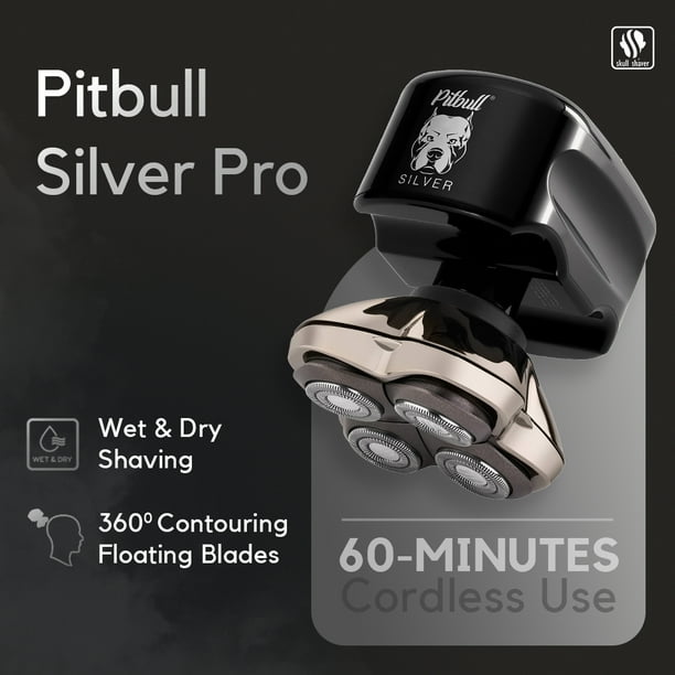 Pitbull Silver Pro メンズシェーバー Free Shipping! Skull Shaver Silver PRO Head & Face Shaver, Wet