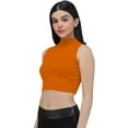 thumbnail image 2 of eloria Women's Top High-Neck Sleeveless Crop Tank Top Color: Orange | Size: L, 2 of 6