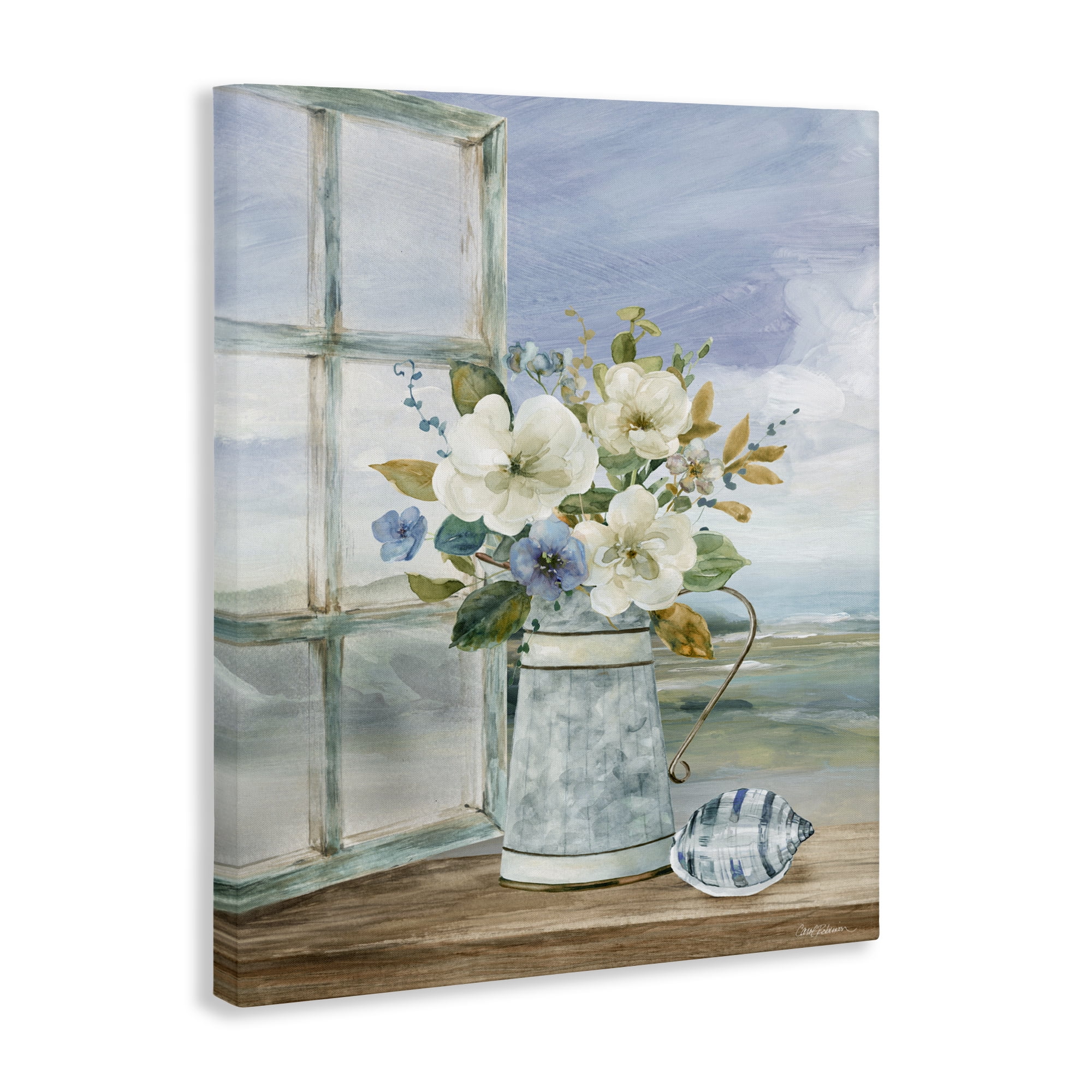 Stupell Industries Seaside Floral Bouquet Window Canvas Wall Art, design by Carol Robinson