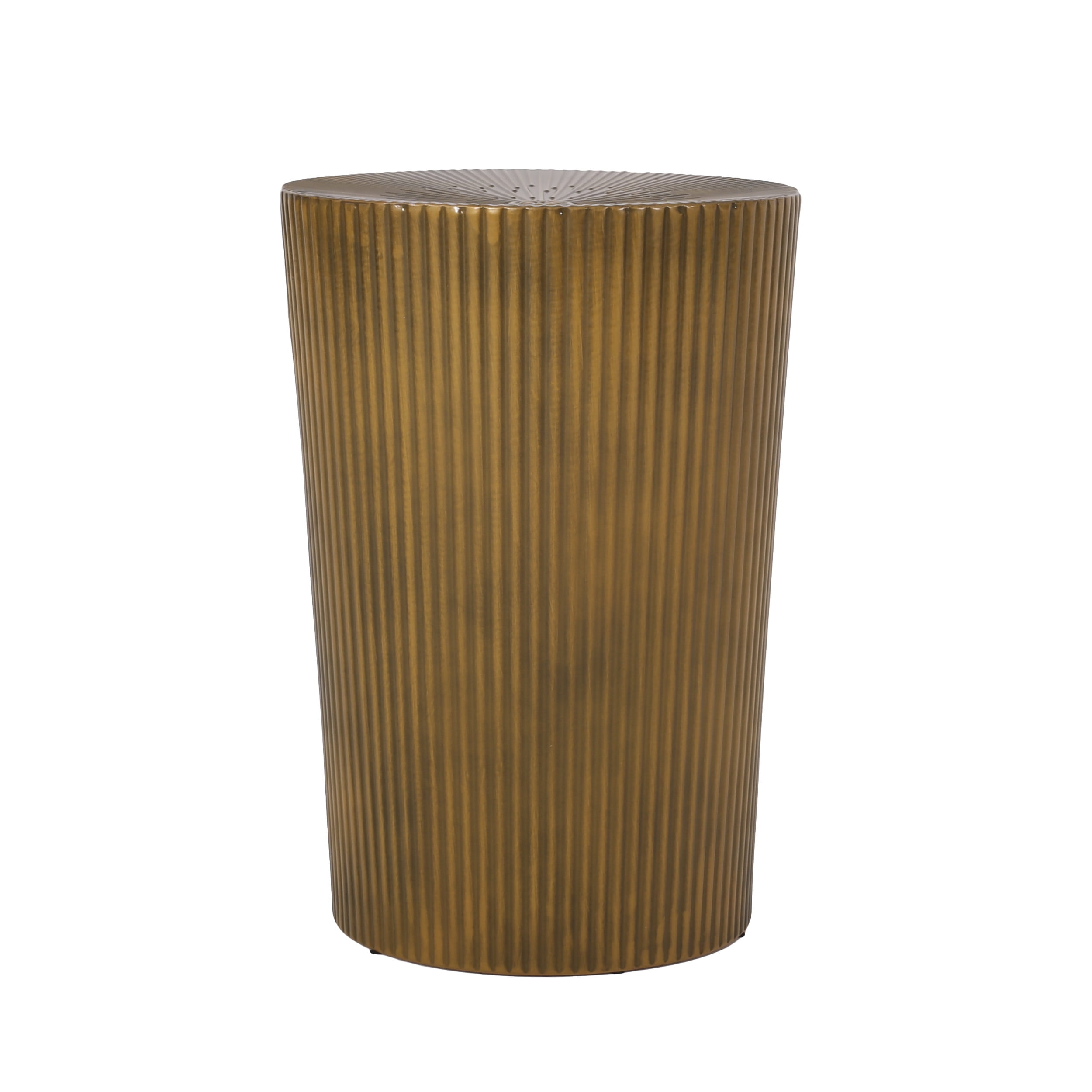 Noble House Bartram Metal Sunburst Side Table, Brushed Antique Gold