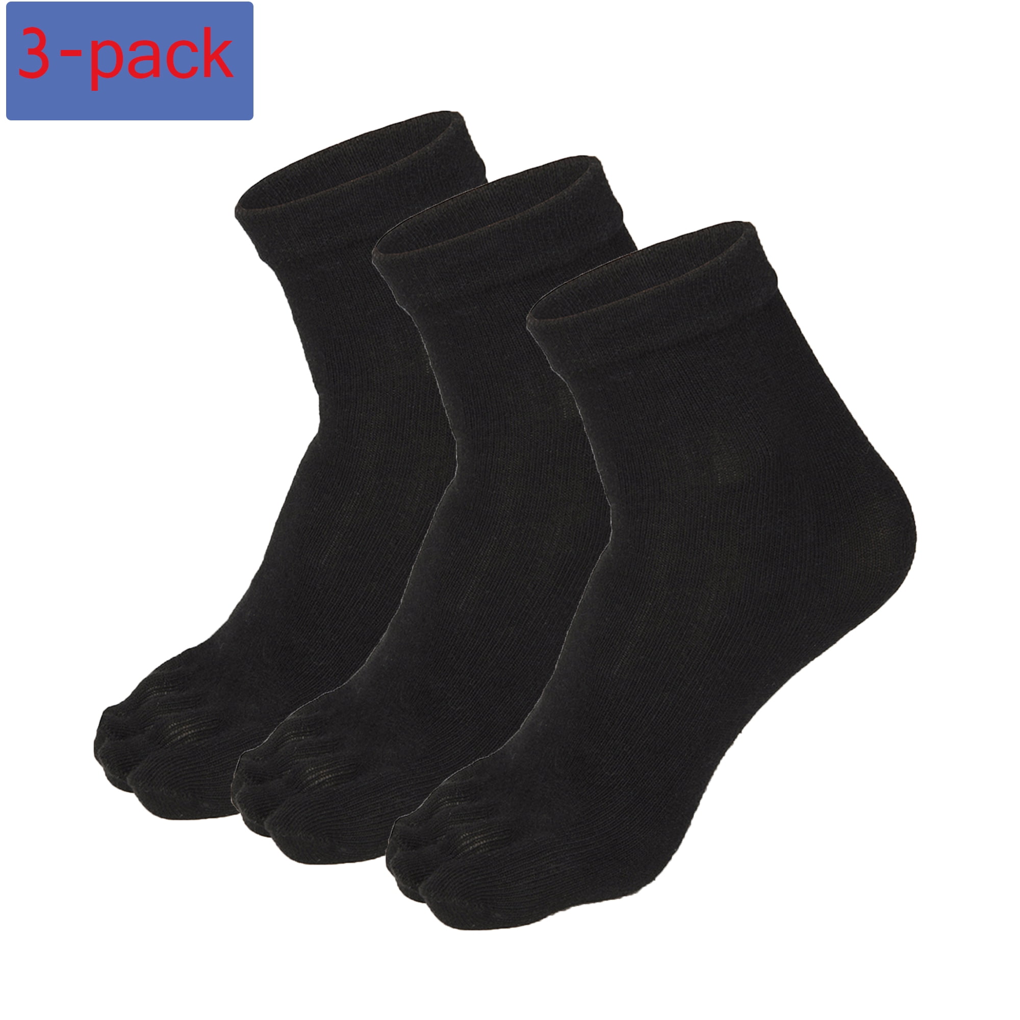 3 Pack Mens Toe Socks Cotton Athletic Running Ankle Five Finger Socks