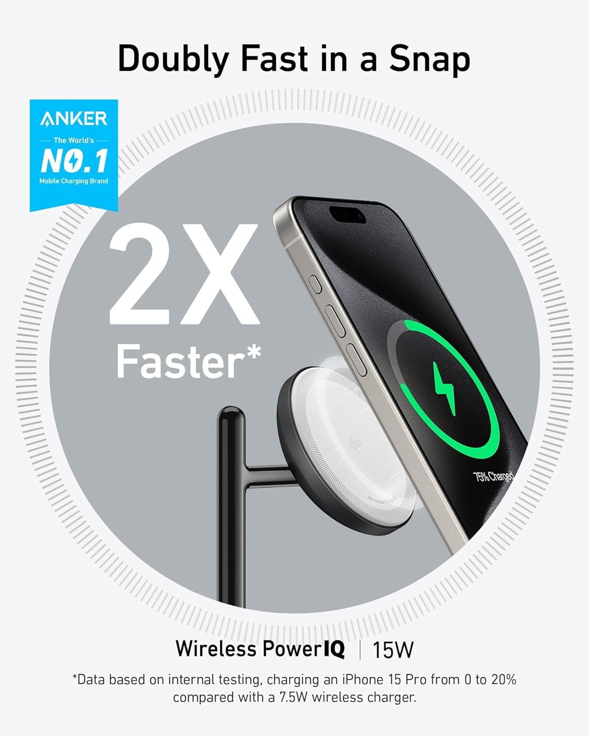 Anker MagSafe-Compatible Wireless Charging Stand, MagGo 3 in 1 Wireless Charging Station, Qi2 Certified 15W Wireless Charger for iPhone 15/15 Pro/14/13/12, Apple Watch, AirPods