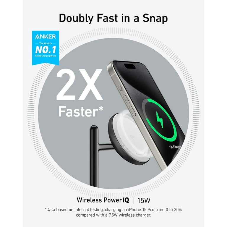 Anker MagSafe Wireless Charging Stand, 3-in-1 Qi2 15W Charger for
