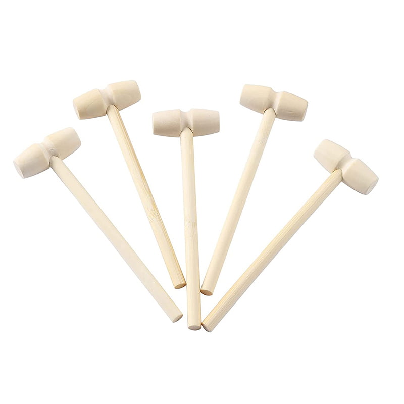 1/5Pcs Mini Natural Wooden Hammer Mallet Pounding Gavel Toys Replacement Home 