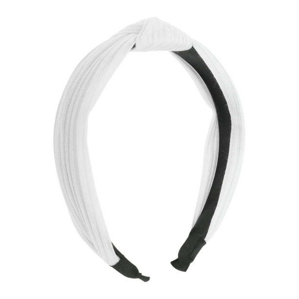 Diadema de Nudo de Algodón Texturizado Único para Mujeres, Banda para el Cabello Suave, Altura de 1.3 Pulgadas, Blanca