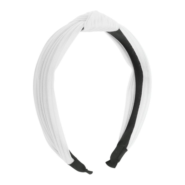 Diadema de Nudo de Algodón Texturizado Único para Mujeres, Banda para el Cabello Suave, Altura de 1.3 Pulgadas, Blanca