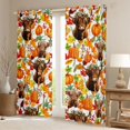 thumbnail image 2 of Homewish Watercolor Highland Cow Blackout Curtains, Fall Maple Pumpkin Curtains Pack of 2 (42x84 Each), White Orange Brown Red, 2 of 5