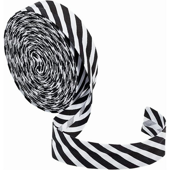 10.94 Yards Black White Stripe Bias Binding 7/8 Inch Wide Christmas Striped Ribbon Polyester Twill Striped Piping Ribbon