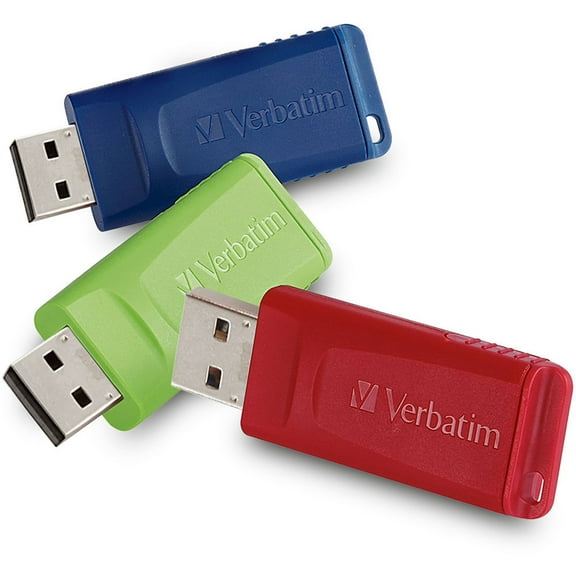 Verbatim Store 'n' Go 4GB USB 2.0 Flash Drive, Assorted Colors, 3-Pack