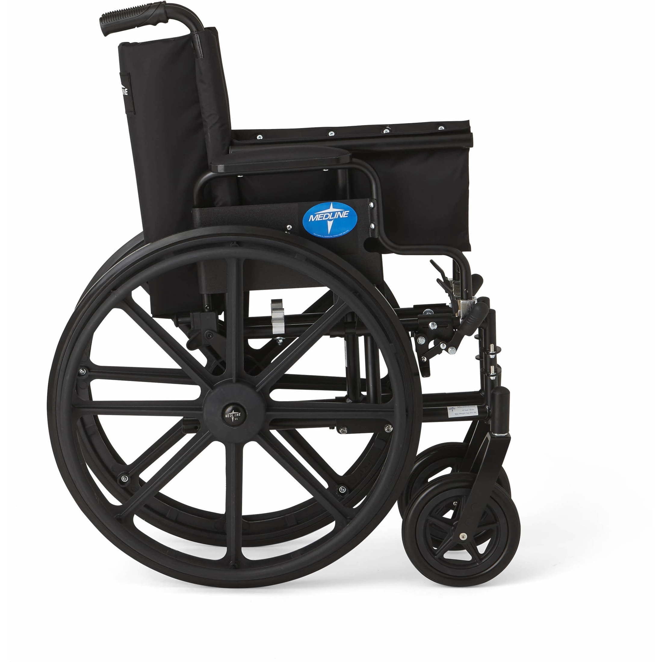 Medline Premium Ultra-Light Weight Wheelchair, Removable Flip-Back Arms, Swing Away Footrests, 300 Weight Capacity, Black