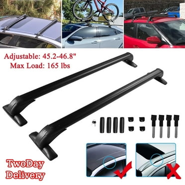 ALLTIMES 45.2" Universal Car Roof Rack Cross Bar Adjustable Luggage Carrier with Lock, Black Aluminum 165lbs Load