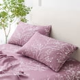 thumbnail image 2 of Spirit Linen Home - Full Microfiber Foliage Lilac/White Sheet Set, 2 of 8