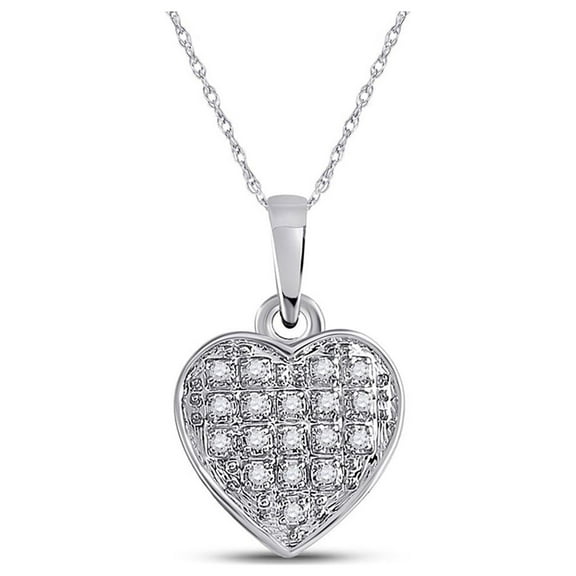 L U DIAMONDS 10k White Gold Diamond Lovely Heart Pendant 1/20 Ctw