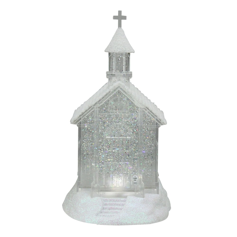 10.75" LED Lighted Swirling Glitter Church Christmas Snow Globe