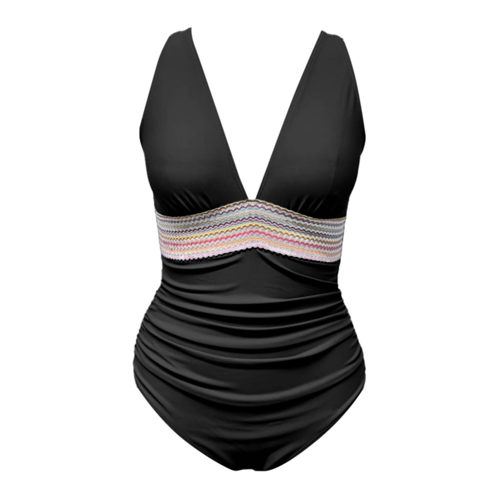 GPOECD Women'S One-Piece Swimsuits V Neck Ruched Bathing Suit