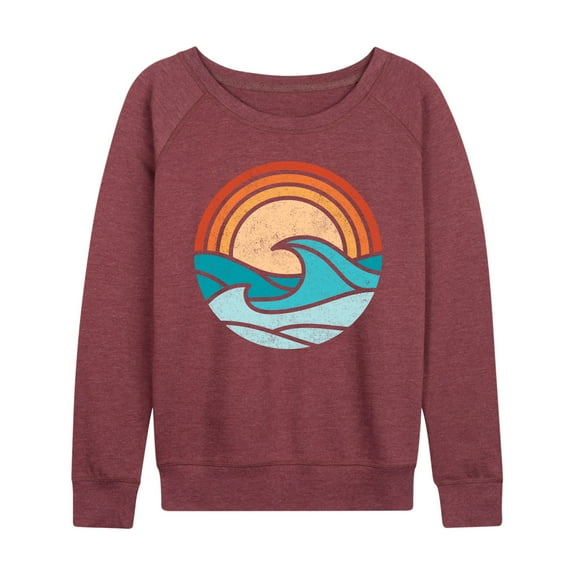 Instant Message - Wave Scene - Women's Lightweight French Terry Long Sleeve Shirt