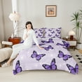 thumbnail image 4 of Manfei Purple Butterfly Print Bedding Comforter Set, Romantic Dandelion Flower Twin Comforter Sets, Vintage French Style Reversible Bedding Set, Ultra Soft Home Decor, 2pcs, 4 of 8