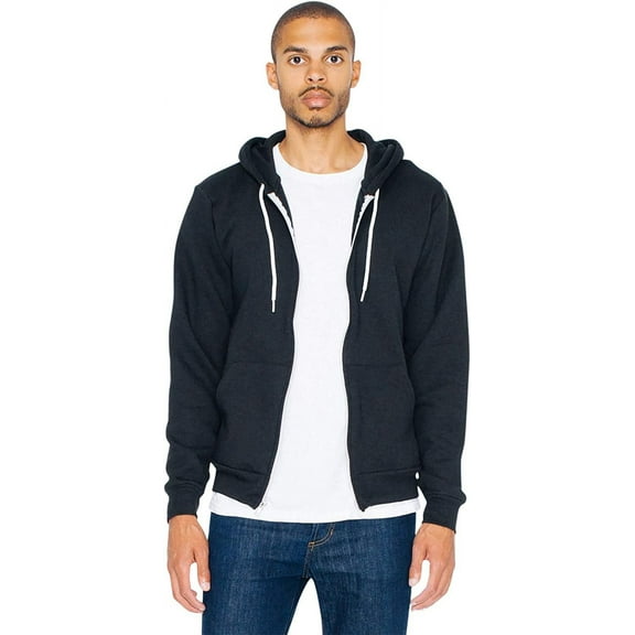 American Apparel mens Flex Fleece Long Sleeve Zip Hoodie, Style F497w Hooded Sweatshirt, Black, XX-Large US