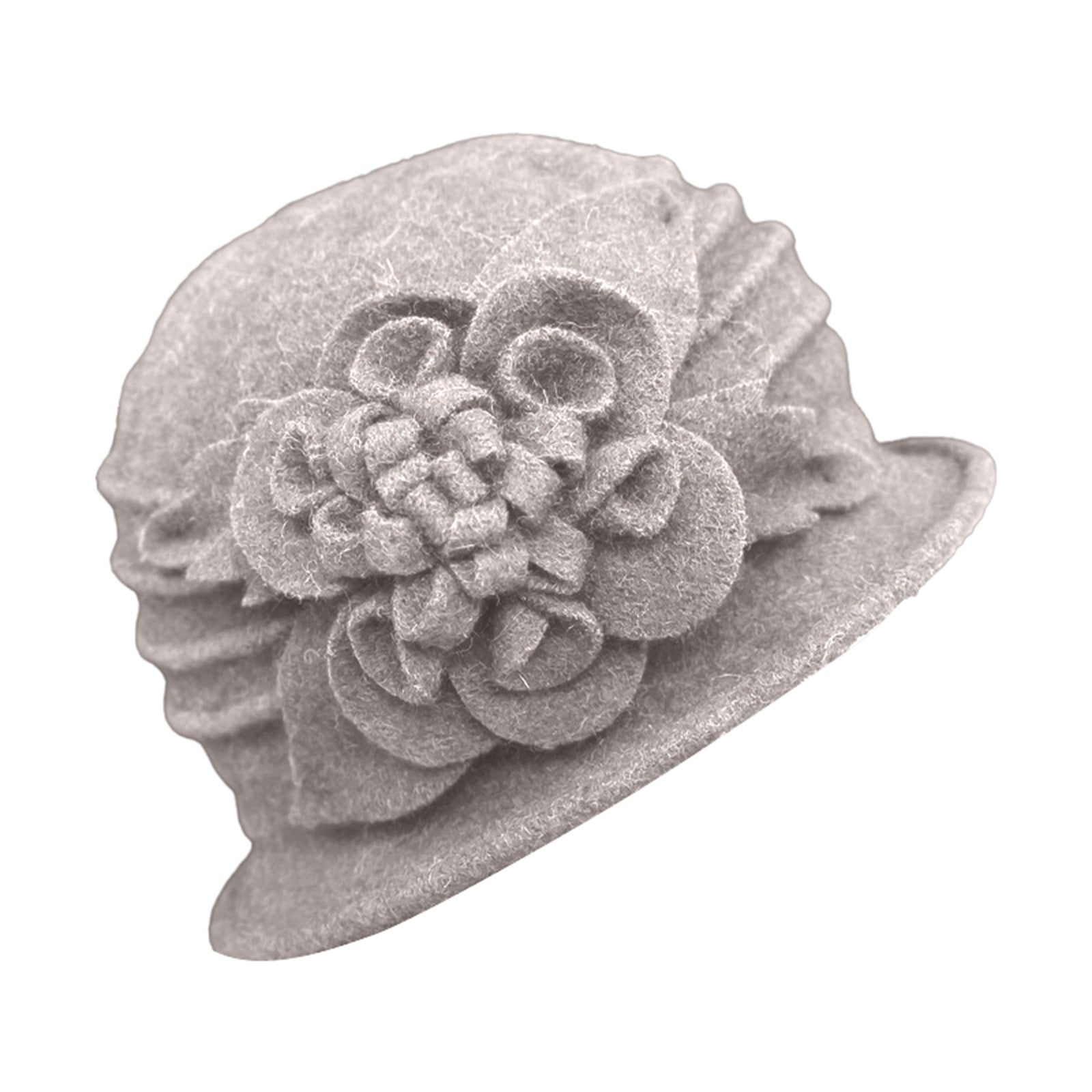 FASHION HATS Elegant Gray Wool Cloche Flower Hat Gray Wool Cloche With Flower: Crocheted Flapper Style Winter  main image 4