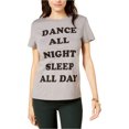 thumbnail image 1 of Dream Scene Womens Dance All Night Sleep All Day Graphic T-Shirt, Grey, Large, 1 of 1