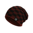 thumbnail image 1 of Wdhugt Winter Outdoor Warm Knitted Hat With Checkered Design For Women Acrylic Material In Wine Color Free Size Fleece Ear Protection Pullover Hat Wine, 1 of 1