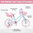 thumbnail image 3 of Glerc Petal Girls Bike, 16 Inch Kids Bike for Ages 4-7 Years Old, Princess Style Kids Bicycle with Training Wheels & Basket & Streamers, Blue, 3 of 11