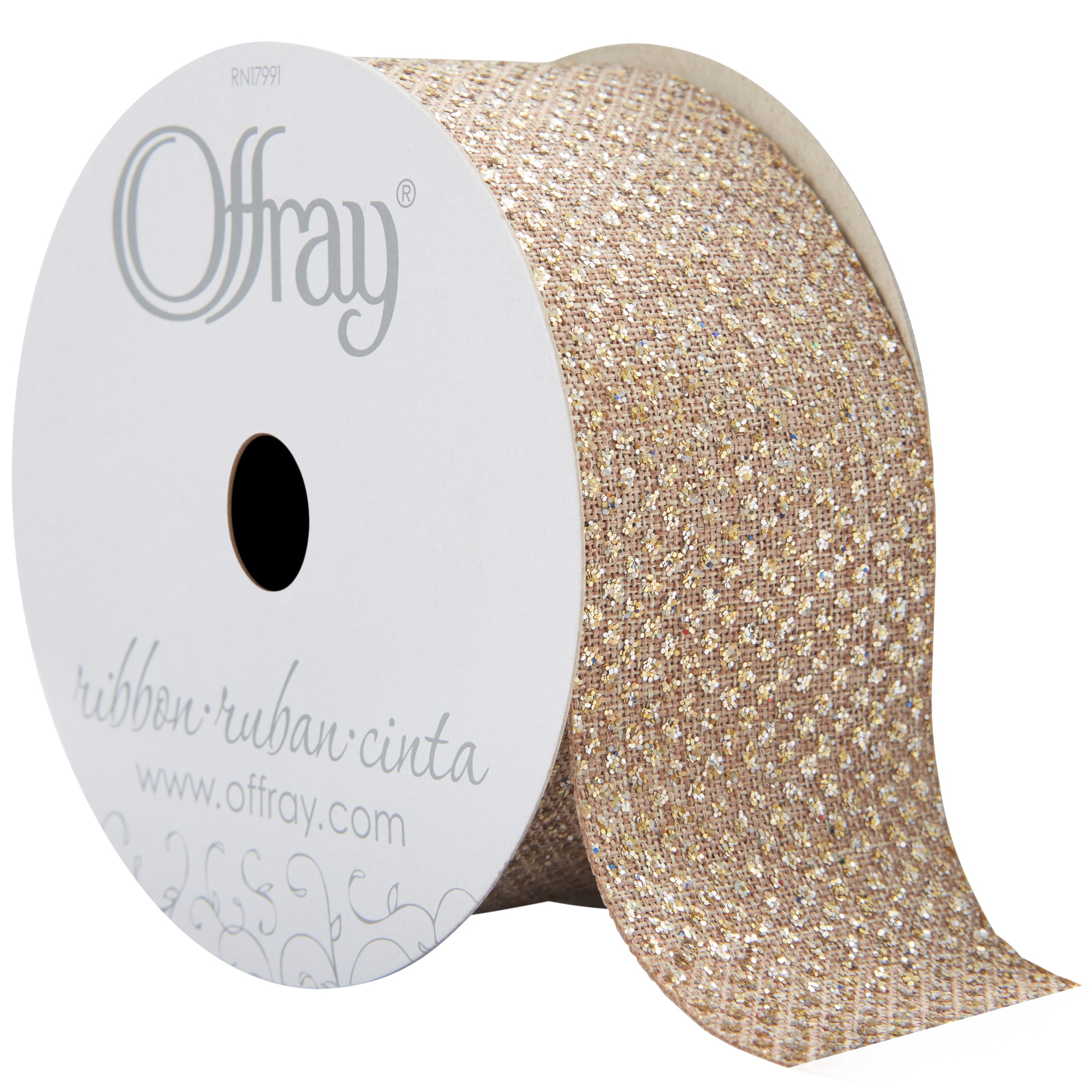 Offray Ribbon, Natural 1 1/2 inch Linen-Look Ribbon, 9 feet