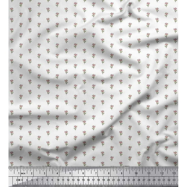 Soimoi Crepe Silk Fabric Leaves & Floral Shirting Fabric Prints by Yard 42 Inch Wide