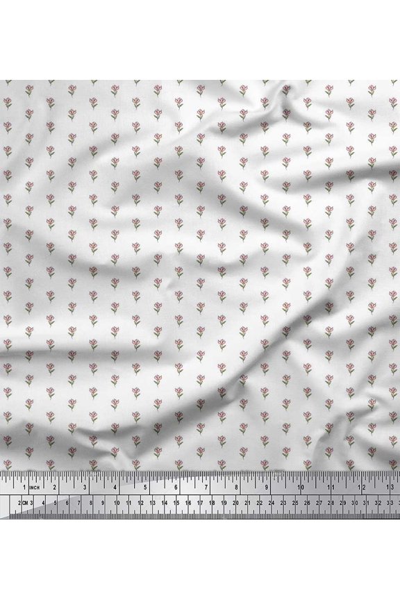 Poly Georgette Fabric Leaves & Floral Shirting Printed Fabric 1 Yard 42 Inch Wide