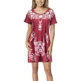 thumbnail image 2 of Daeful Robe Midi pour Femme à Col Rond, Robe d'Été de Plage, Fête, Manches Courtes, Tunique Décontractée, Rouge, 3TG, 2 of 5