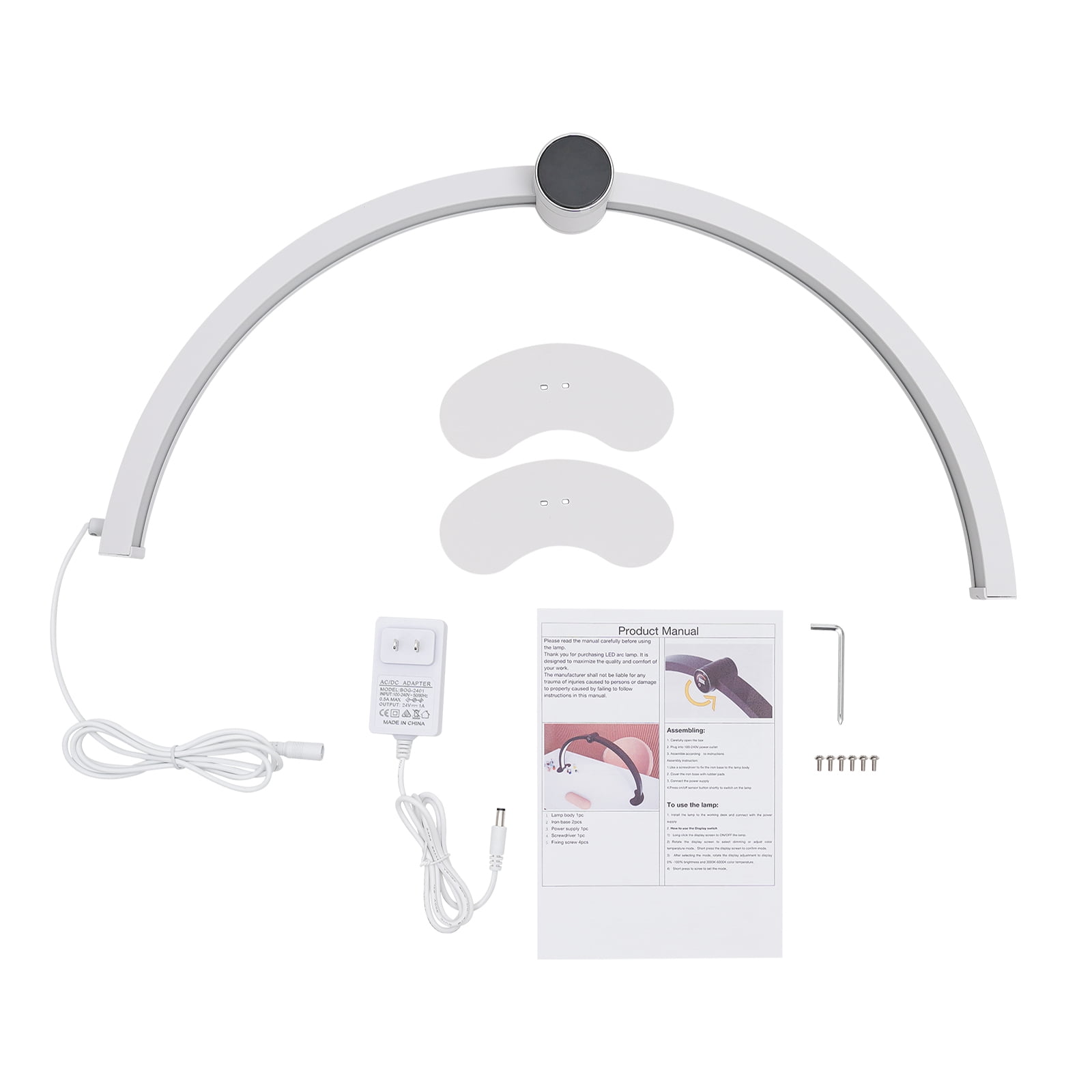 Nail Desk Lamp for Nail Tech Half Moon Intelligent Display Nail Station Fill-in Light White Small