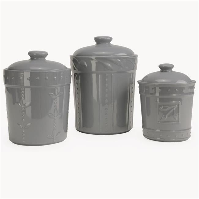 Sorrento Gray Sorrento Ceramic Gray Canister Set, 3 Piece