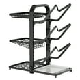 thumbnail image 1 of Mistaha Adjustable 3-Tier Kitchen Countertop Organizer with Pot Lid Holder - Multi-layer Storage Rack for Cutting Boards, Seasonings, and Utensils - Steel Construction with Drain Tray - Black, 1 of 6