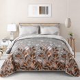thumbnail image 1 of Juego de edredón WONGS BEDDING con estampado floral marrón, tamaño queen size, 3 piezas, 1 of 6