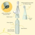 thumbnail image 5 of Pure Enrichment PureBaby Infant-to-Toddler Electric Toothbrush - Waterproof Baby & Toddler Toothbrush with Silicone & Bristle Heads, Sonic Vibration, & Timer - Ages 6 Mo-3 Yrs (Sage Green), 5 of 7