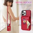 thumbnail image 6 of Phone Case for iPhone 12 Pro Max 6.7 Wallet Cover with Credit Card Holder Zipper Crossbody Strap Lanyard Leather Stand Cell iPhone12promax 5G i 12s Plus iPhone12 12pro Promax Women Girls Red, 6 of 7