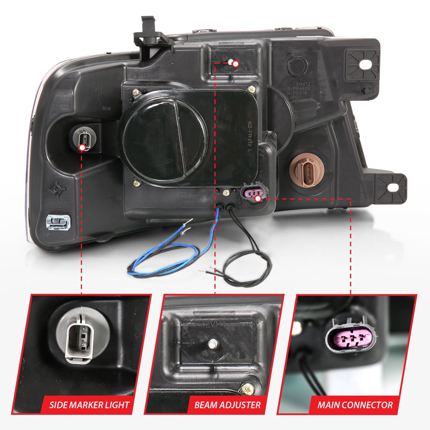 ANZO USA 111204 Projector Headlight Set w/Halo