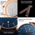 thumbnail image 4 of A ALPS Mens Watches Fashion Quartz Men's Watches Ultra Thin Minimalist Wristwatches with Leather Strap Gift for Man Father's Day Gifts, 4 of 8