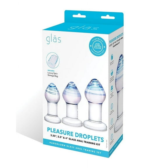 Glas Pleasure Droplets 3 Piece Glass Anal Plug Set, Clear