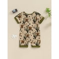 thumbnail image 4 of Suealasg Western Baby Boys Clothes Short Sleeve Crew Neck Cattle Horse Print Zipped Jumpsuit 3M 6M 12M 18M Infant Boys Summer Romper Bodysuit, 4 of 7