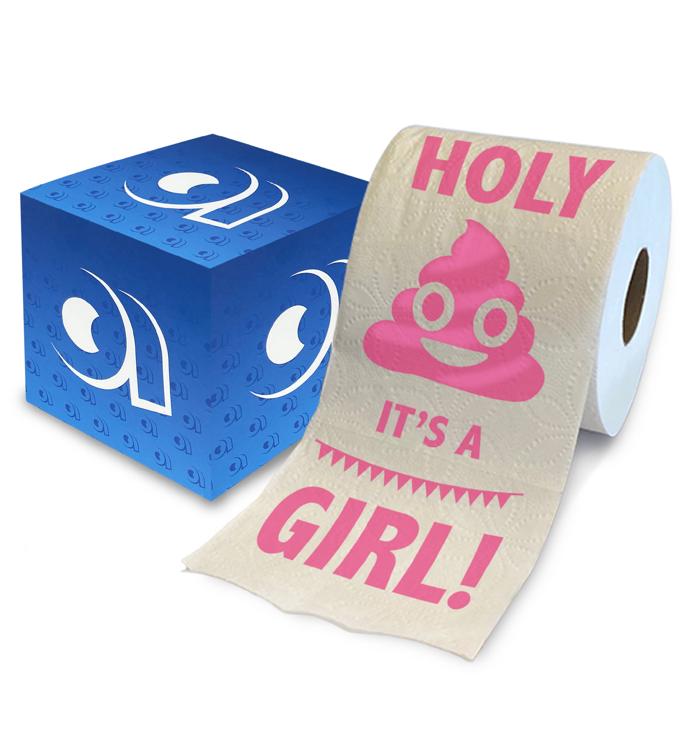 Printed TP Holy Poop It's a Girl! Printed Toilet Paper Gag Gift – Funny Roll for Girl Baby Shower Party Favors, Prank, Gender Reveal, Novelty Surprise Gift for New Mom and Dad – 500 Sheet