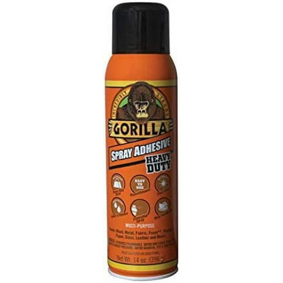 Gorilla Heavy Duty Spray Adhesive, Multipurpose and Repositionable, 14 Ounce, Clear, (Pack of 1)