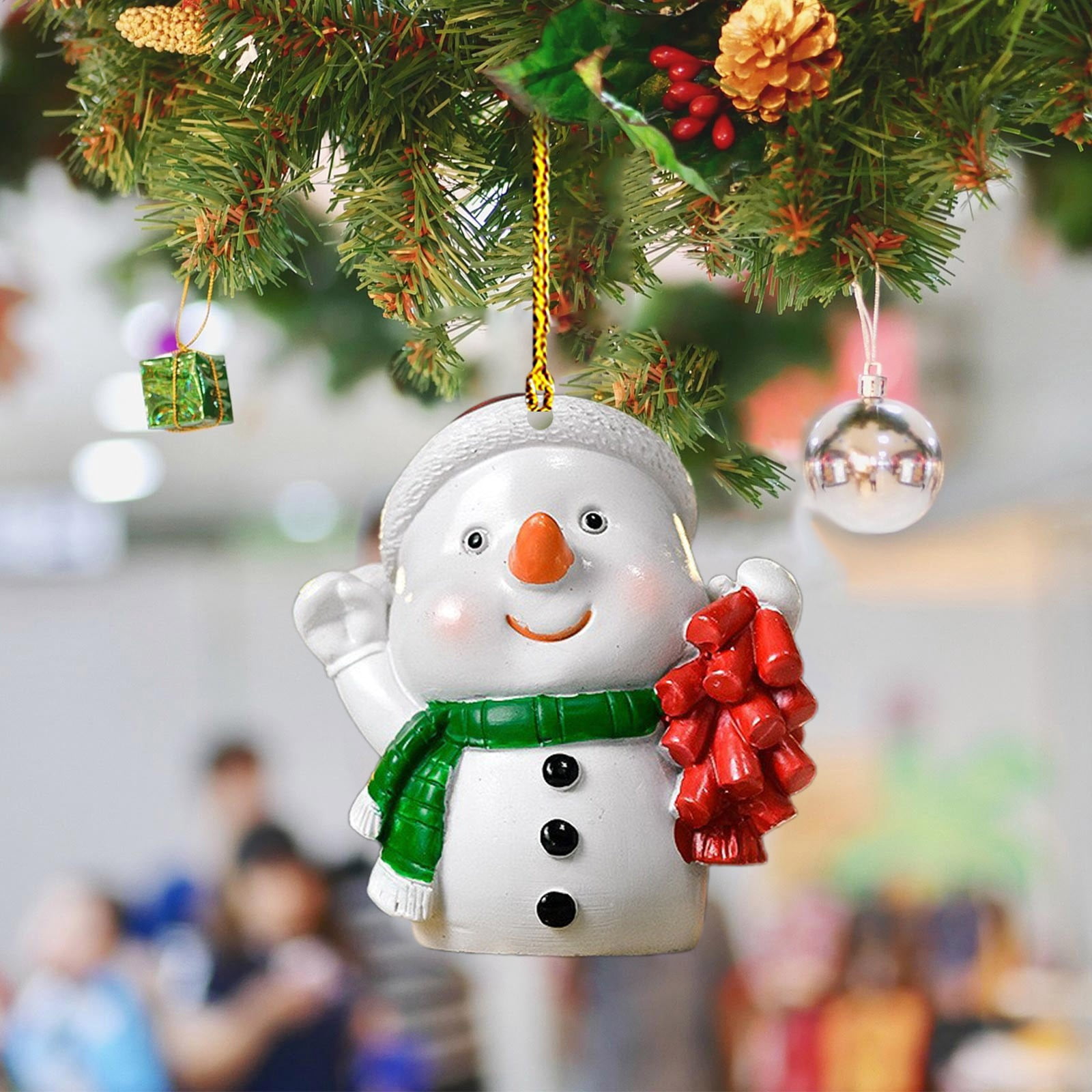 12 Décorations De Noël Acrylique Bonhomme De Neige/Père Noël - Pendentifs à Suspendre Pour Sapin, Couronne, Intérieur